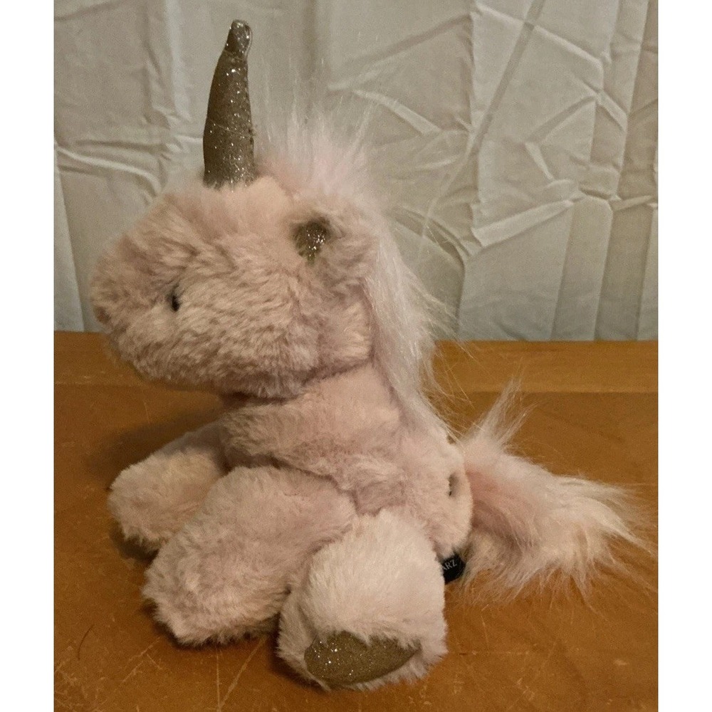 2022‎ FAO Schwarz Pink Unicorn Gold Glitter Soft Plush Stuffed Animal Toy 9"